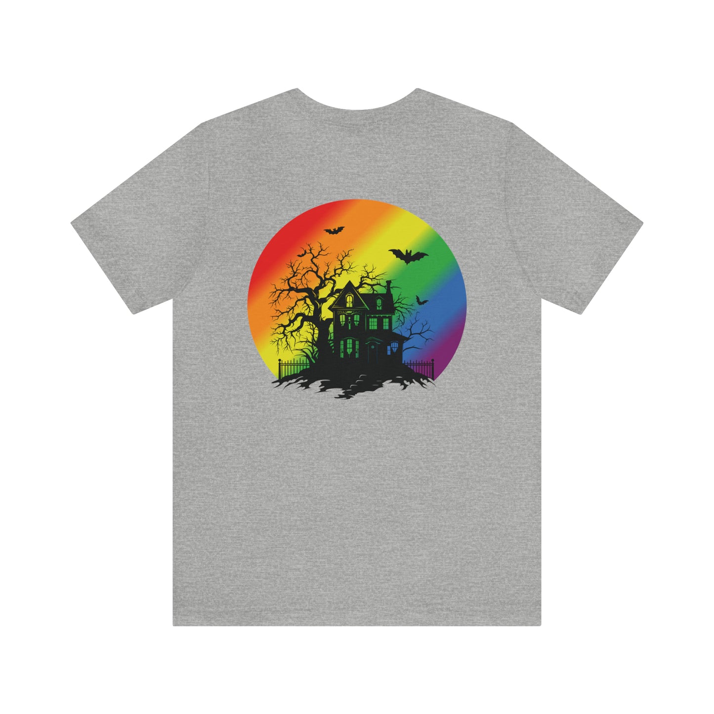 Haunted House w Rainbow Moon - Halloween 🎃Tee - Back Design