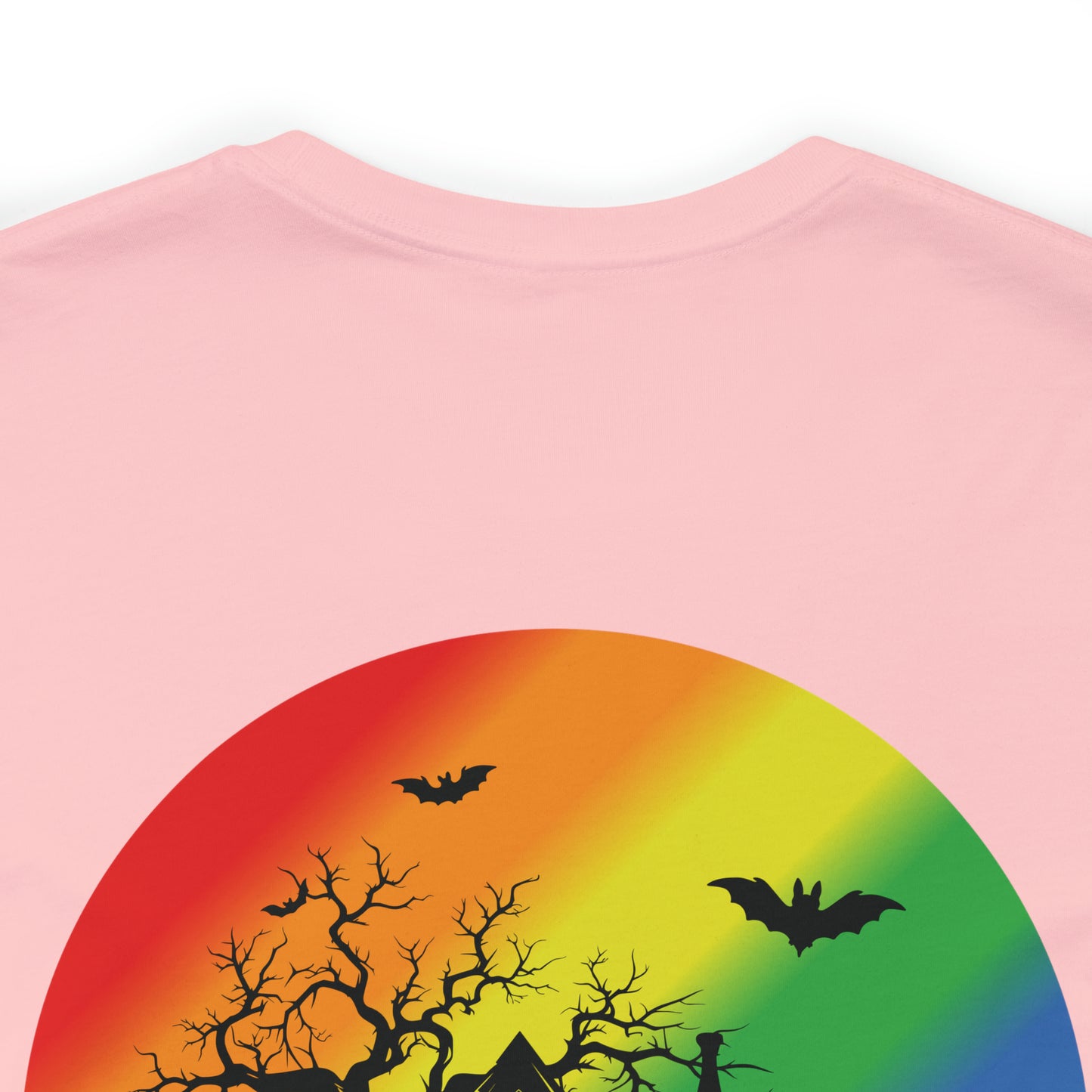 Haunted House w Rainbow Moon - Halloween 🎃Tee - Back Design