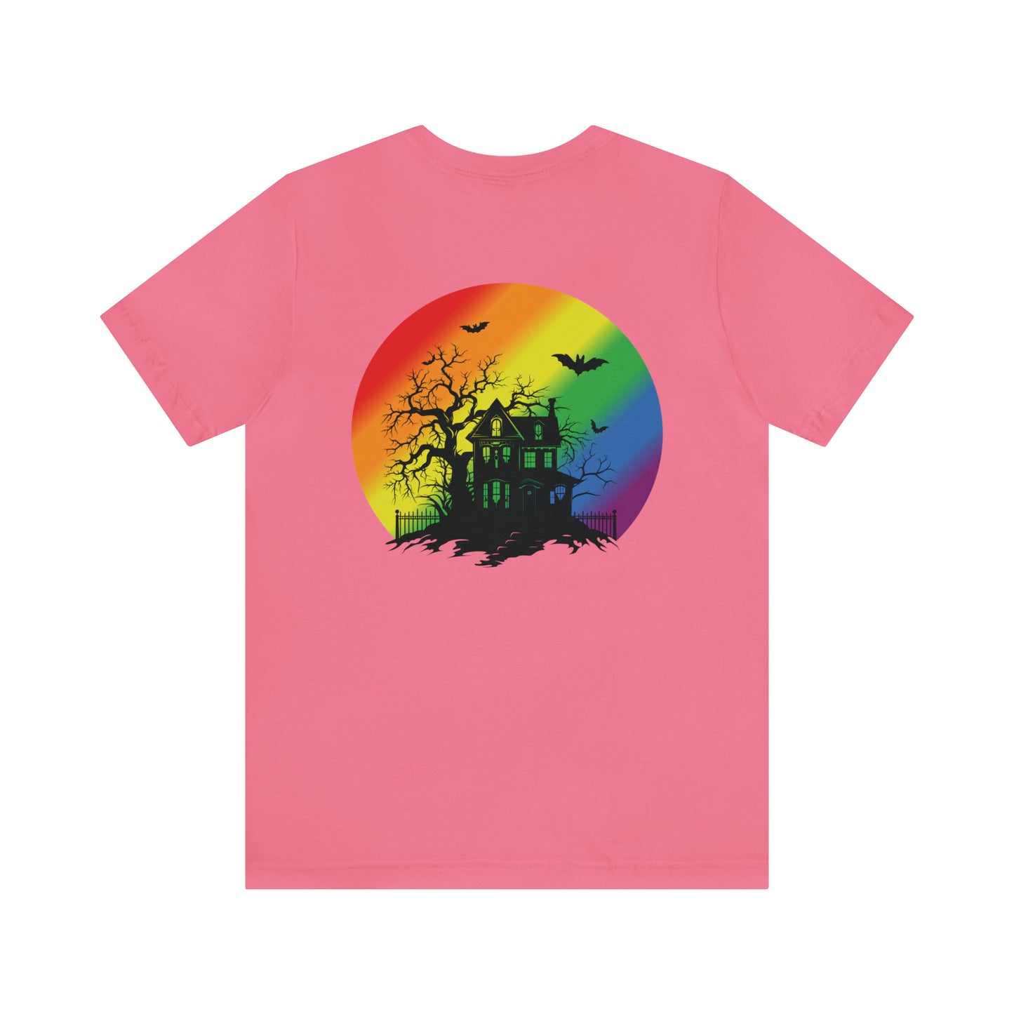 Haunted House w Rainbow Moon - Halloween 🎃Tee - Back Design