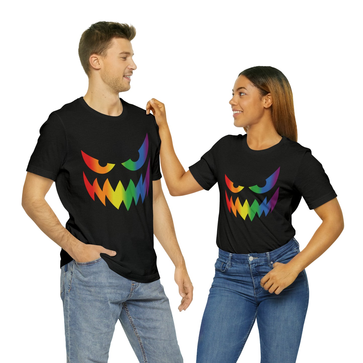 Rainbow Jack-o-Lantern - Halloween 🎃 Tee - Front Design