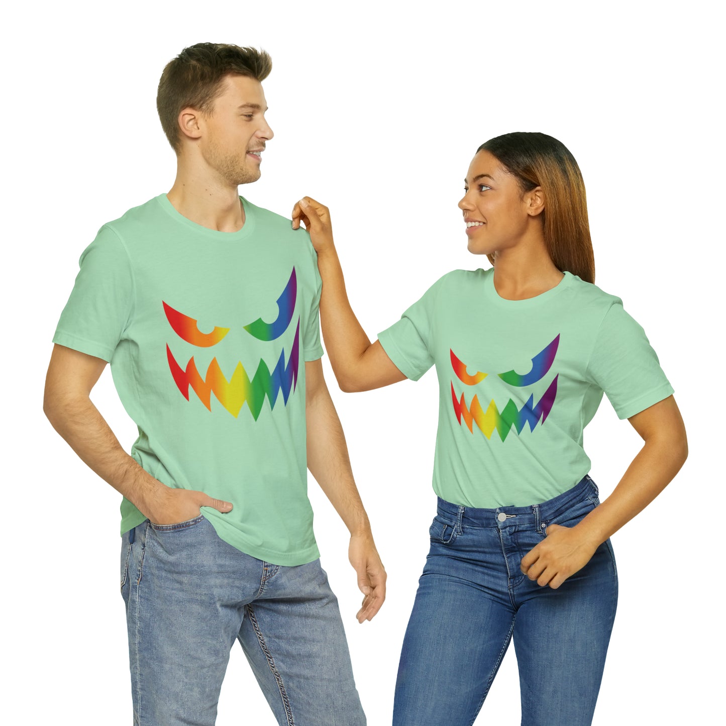 Rainbow Jack-o-Lantern - Halloween 🎃 Tee - Front Design