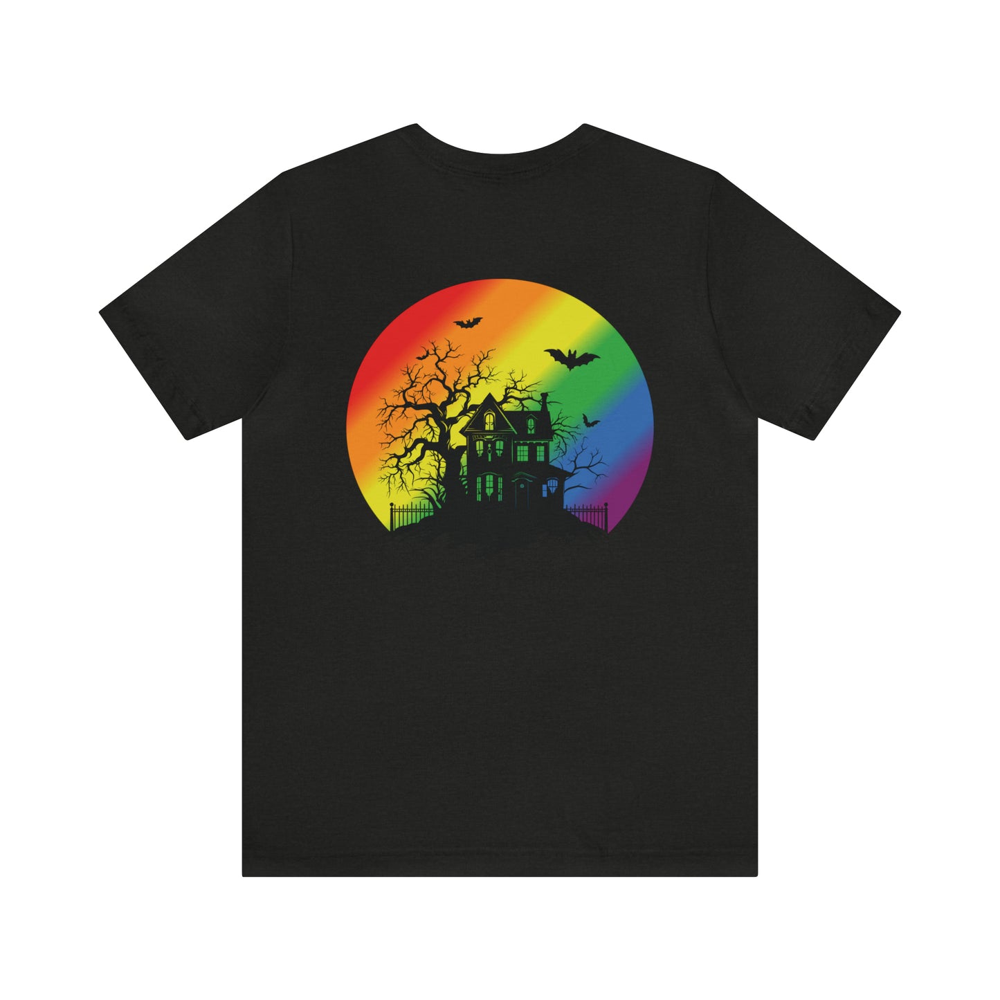 Haunted House w Rainbow Moon - Halloween 🎃Tee - Back Design