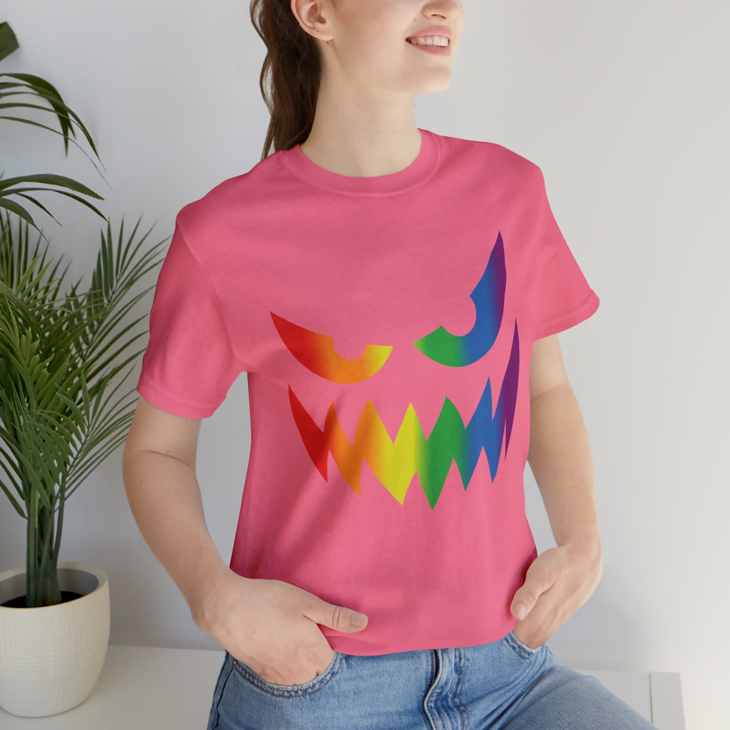 Rainbow Jack-o-Lantern - Halloween 🎃 Tee - Front Design