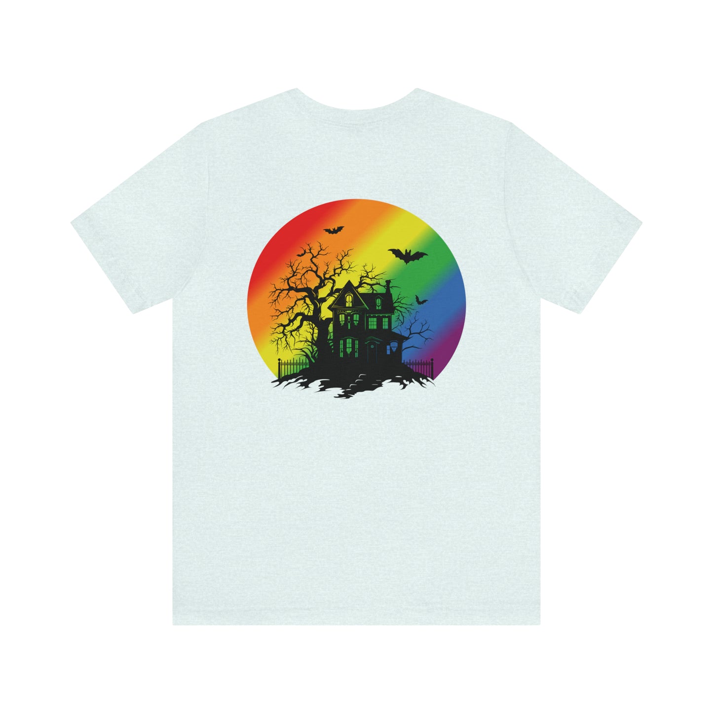 Haunted House w Rainbow Moon - Halloween 🎃Tee - Back Design