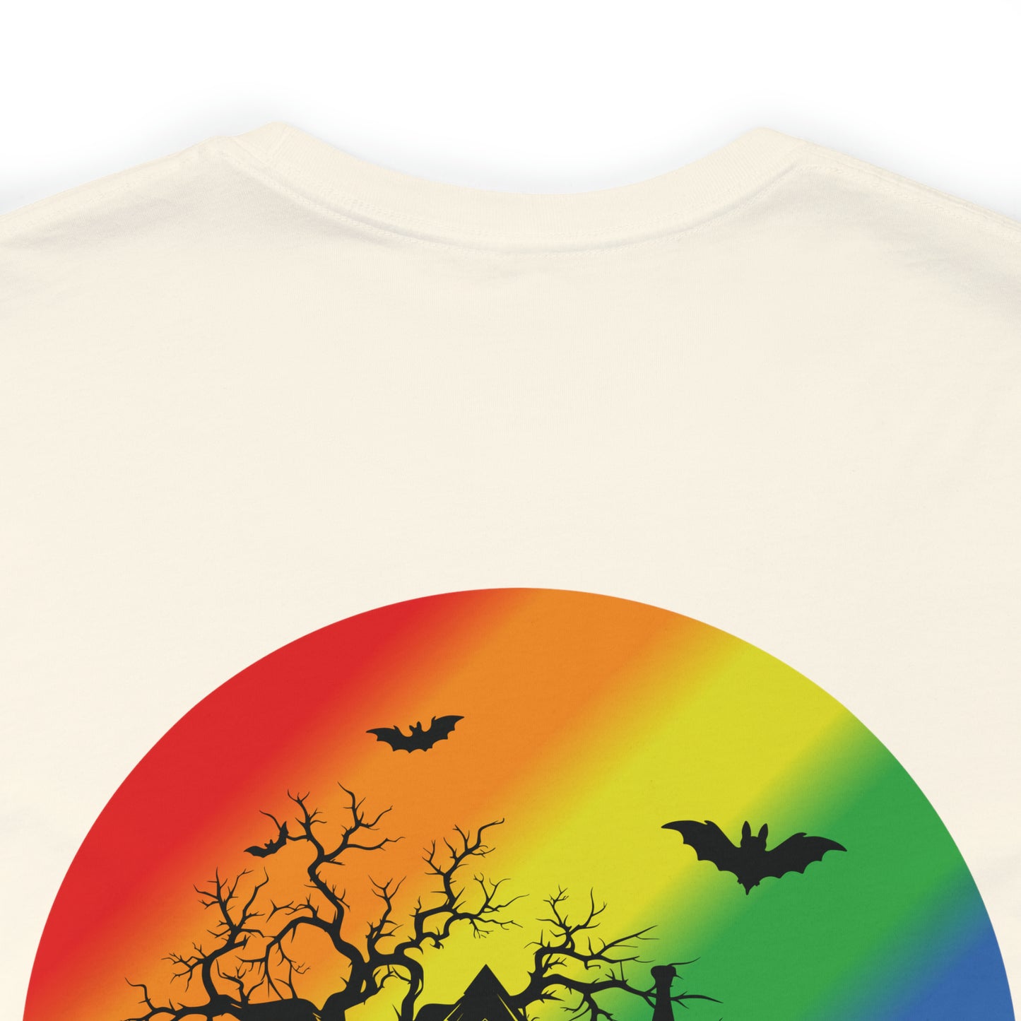 Haunted House w Rainbow Moon - Halloween 🎃Tee - Back Design