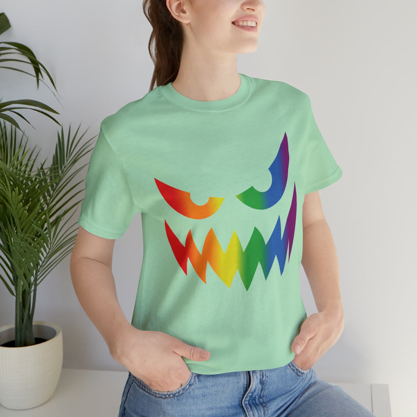 Rainbow Jack-o-Lantern - Halloween 🎃 Tee - Front Design