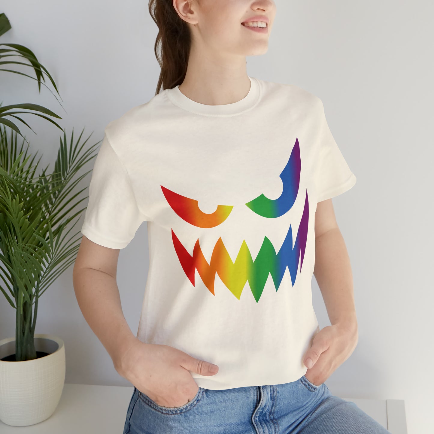 Rainbow Jack-o-Lantern - Halloween 🎃 Tee - Front Design