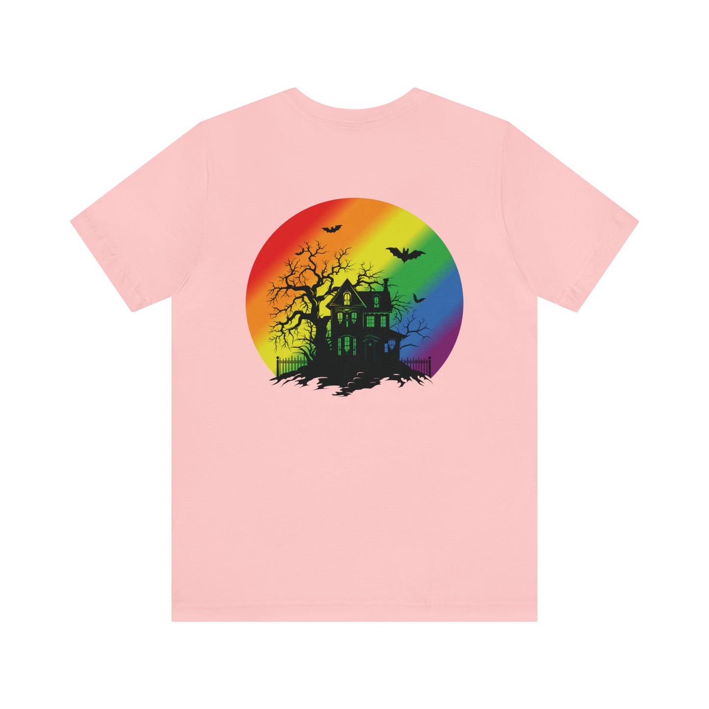 Haunted House w Rainbow Moon - Halloween 🎃Tee - Back Design