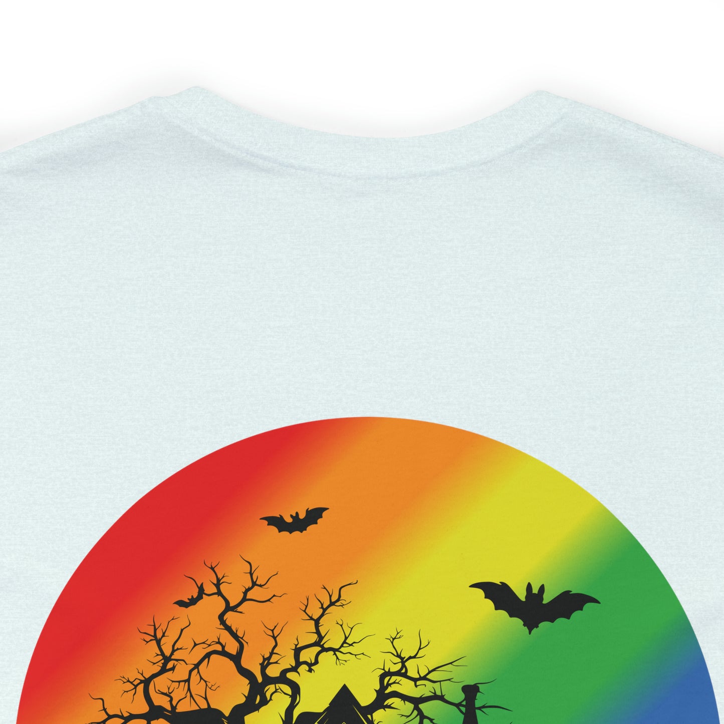 Haunted House w Rainbow Moon - Halloween 🎃Tee - Back Design