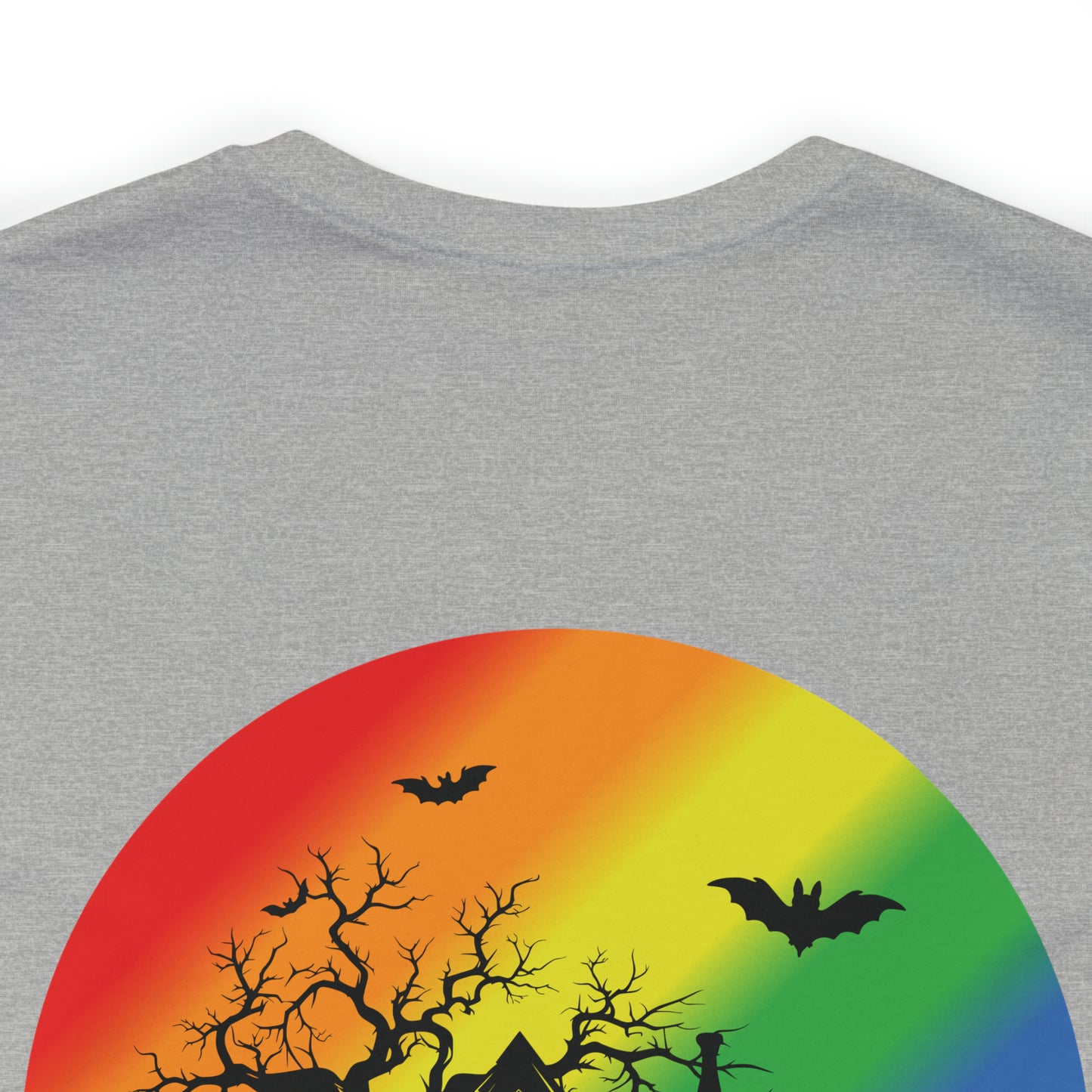 Haunted House w Rainbow Moon - Halloween 🎃Tee - Back Design