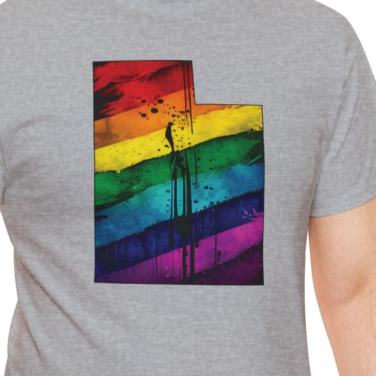 Utah Pride T-Shirt - Painted Rainbow State