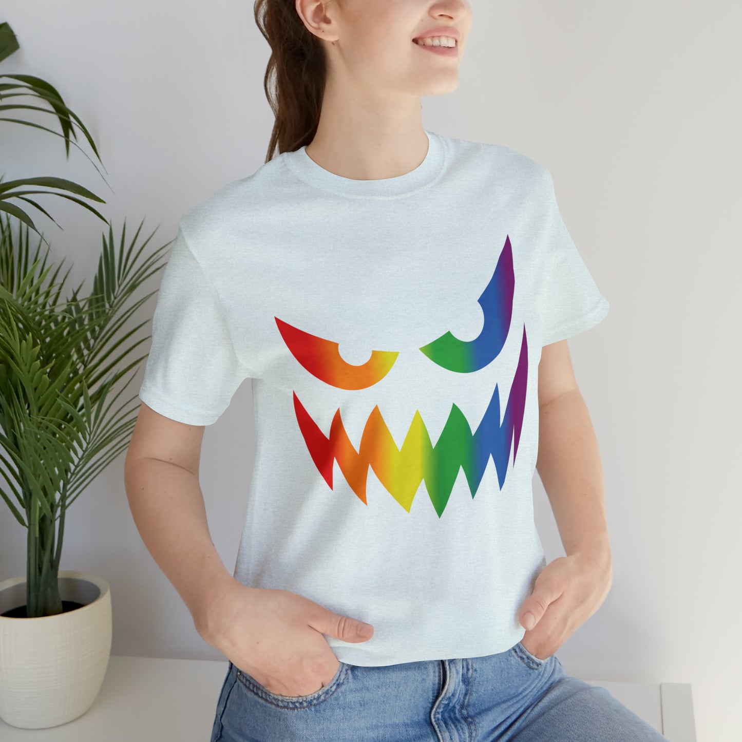 Rainbow Jack-o-Lantern - Halloween 🎃 Tee - Front Design