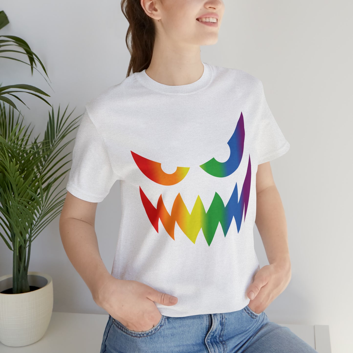 Rainbow Jack-o-Lantern - Halloween 🎃 Tee - Front Design