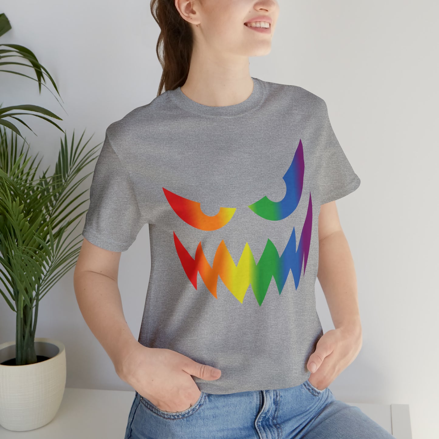 Rainbow Jack-o-Lantern - Halloween 🎃 Tee - Front Design