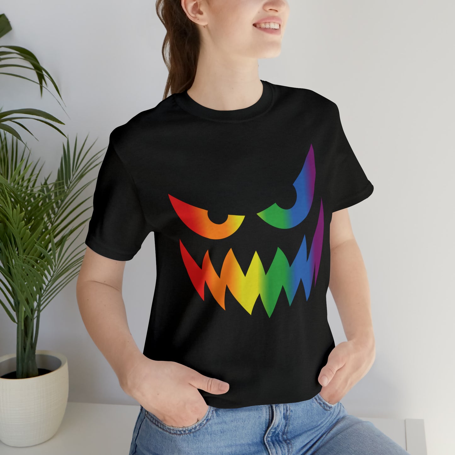 Rainbow Jack-o-Lantern - Halloween 🎃 Tee - Front Design