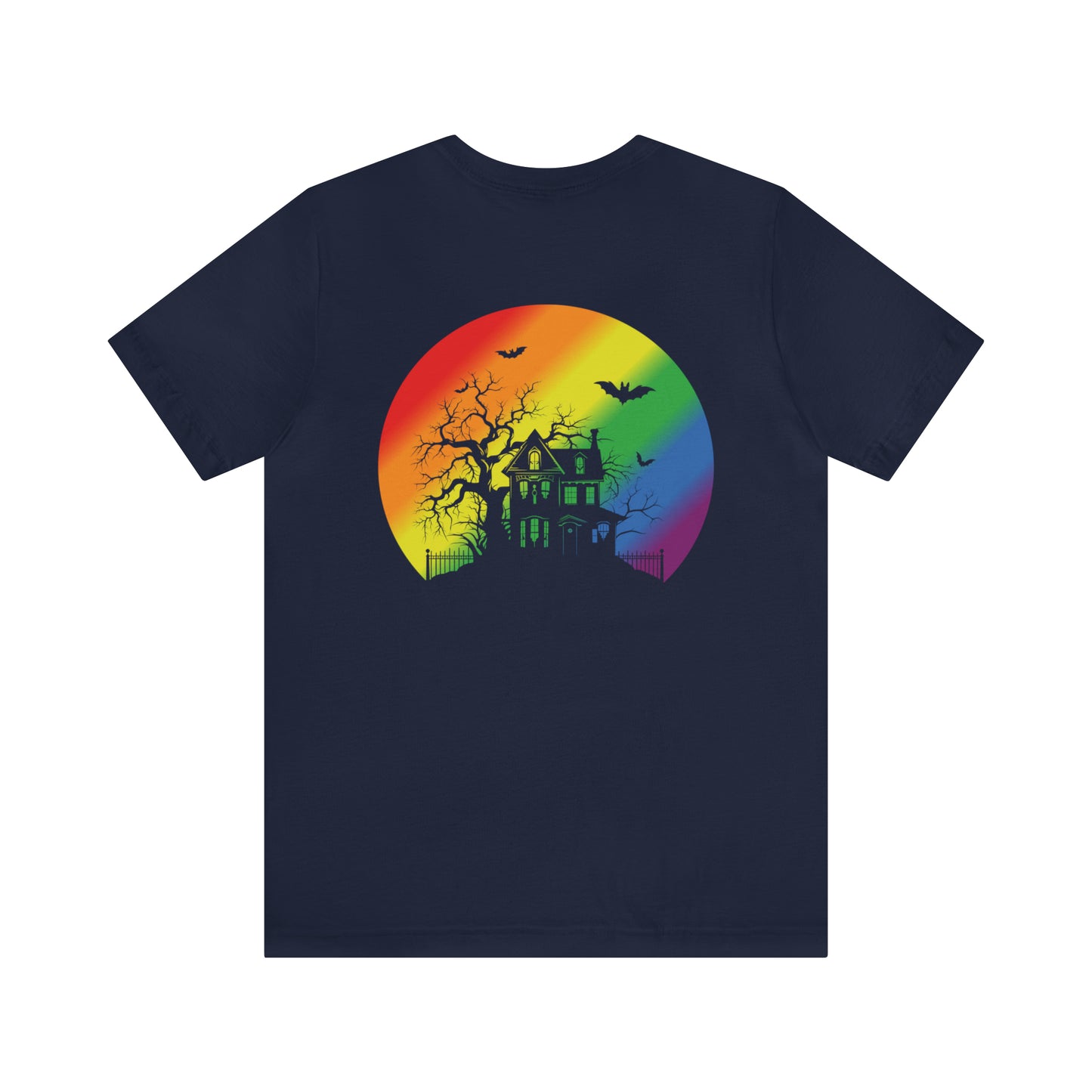 Haunted House w Rainbow Moon - Halloween 🎃Tee - Back Design