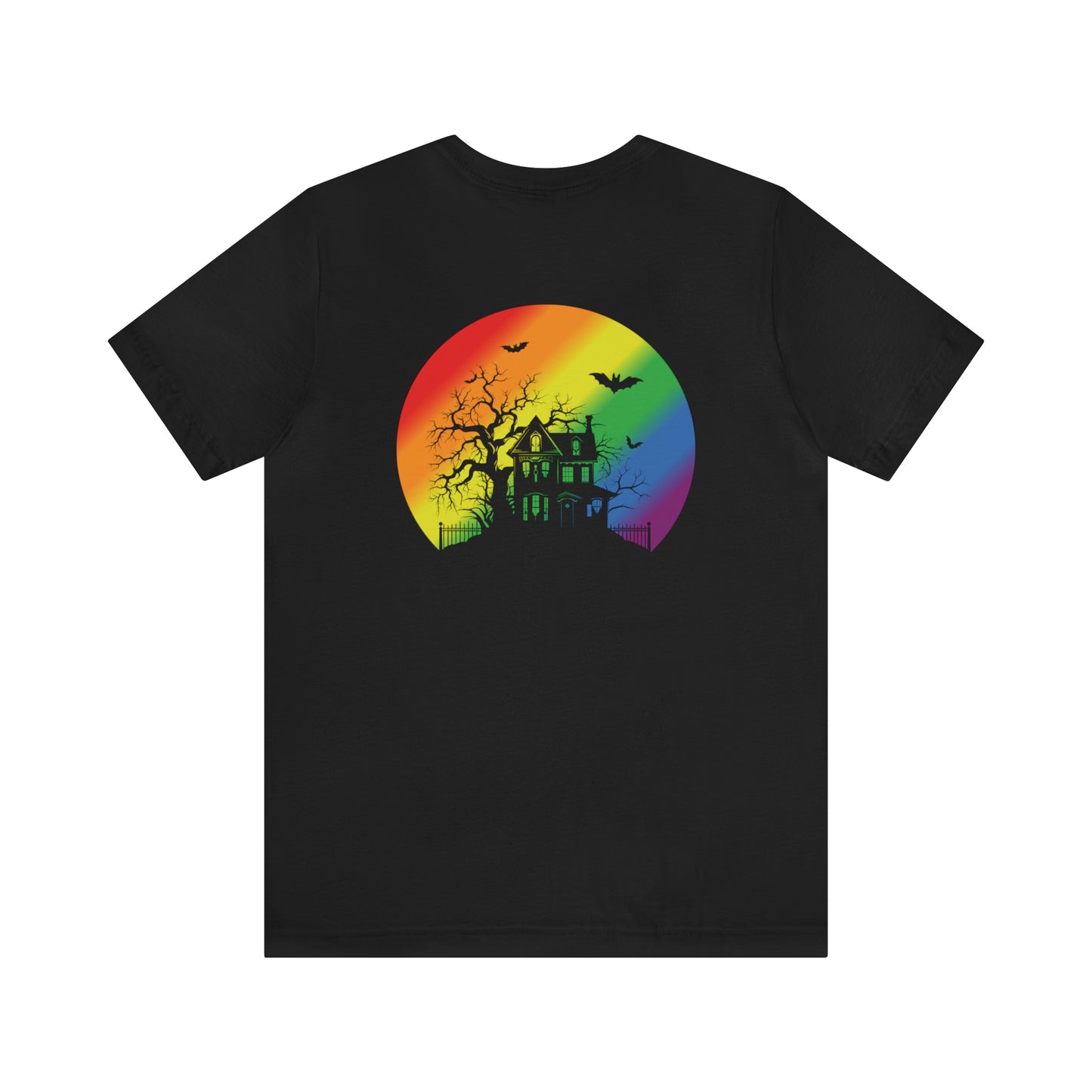 Haunted House w Rainbow Moon - Halloween 🎃Tee - Back Design