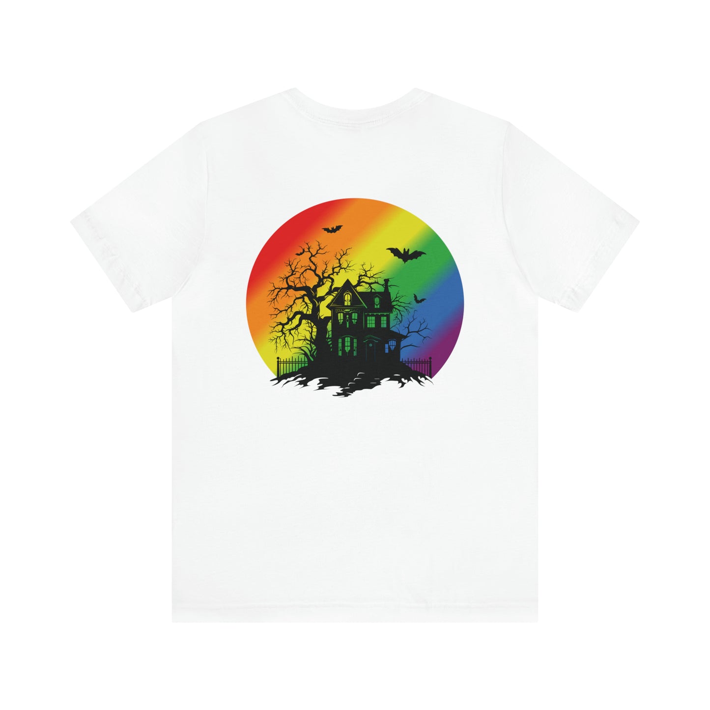 Haunted House w Rainbow Moon - Halloween 🎃Tee - Back Design