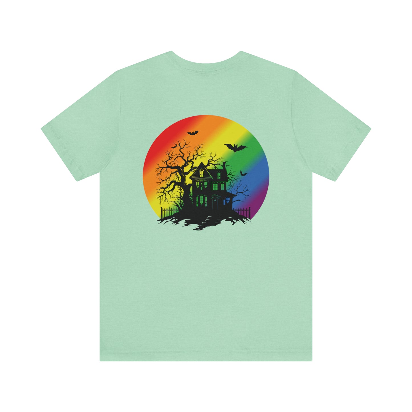 Haunted House w Rainbow Moon - Halloween 🎃Tee - Back Design