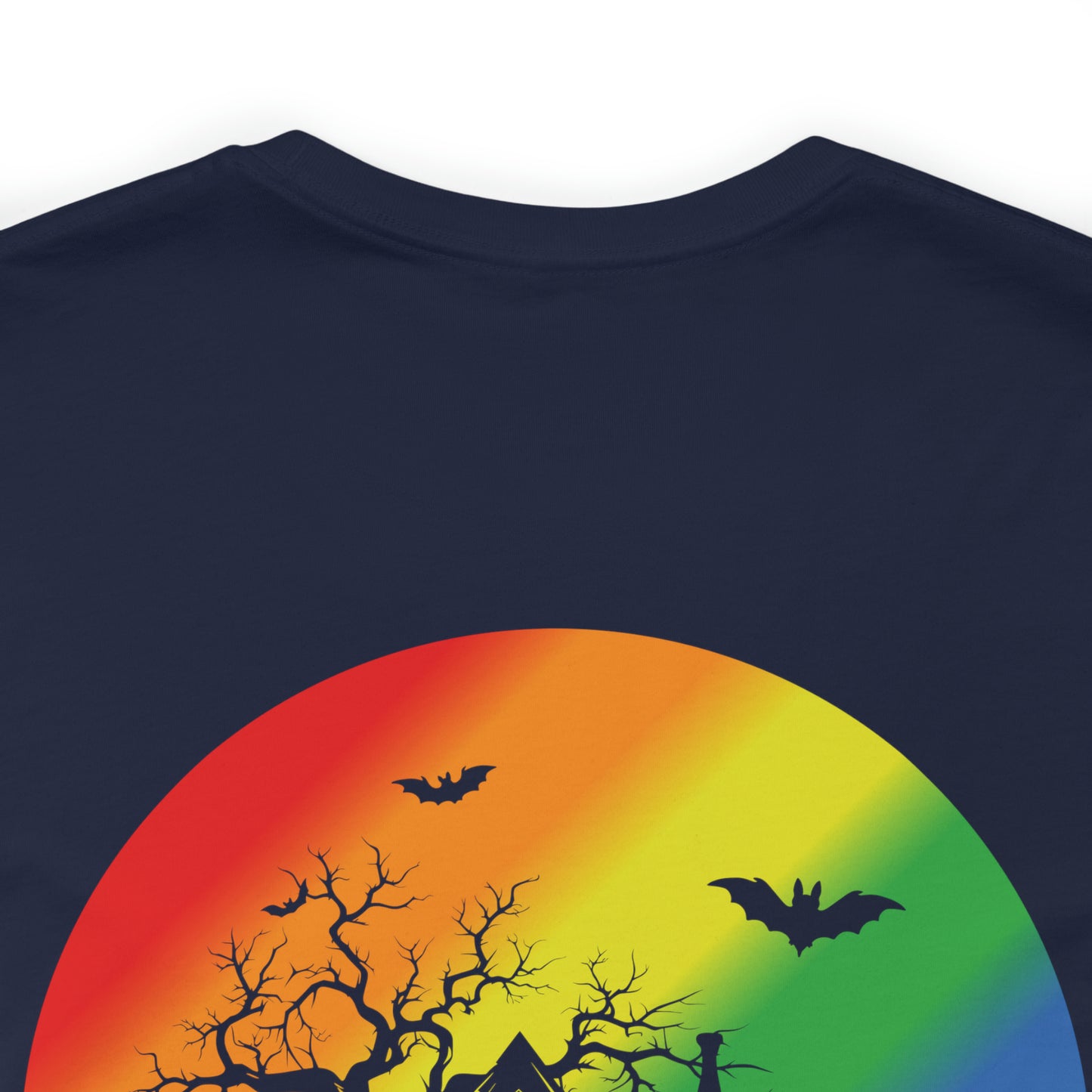 Haunted House w Rainbow Moon - Halloween 🎃Tee - Back Design