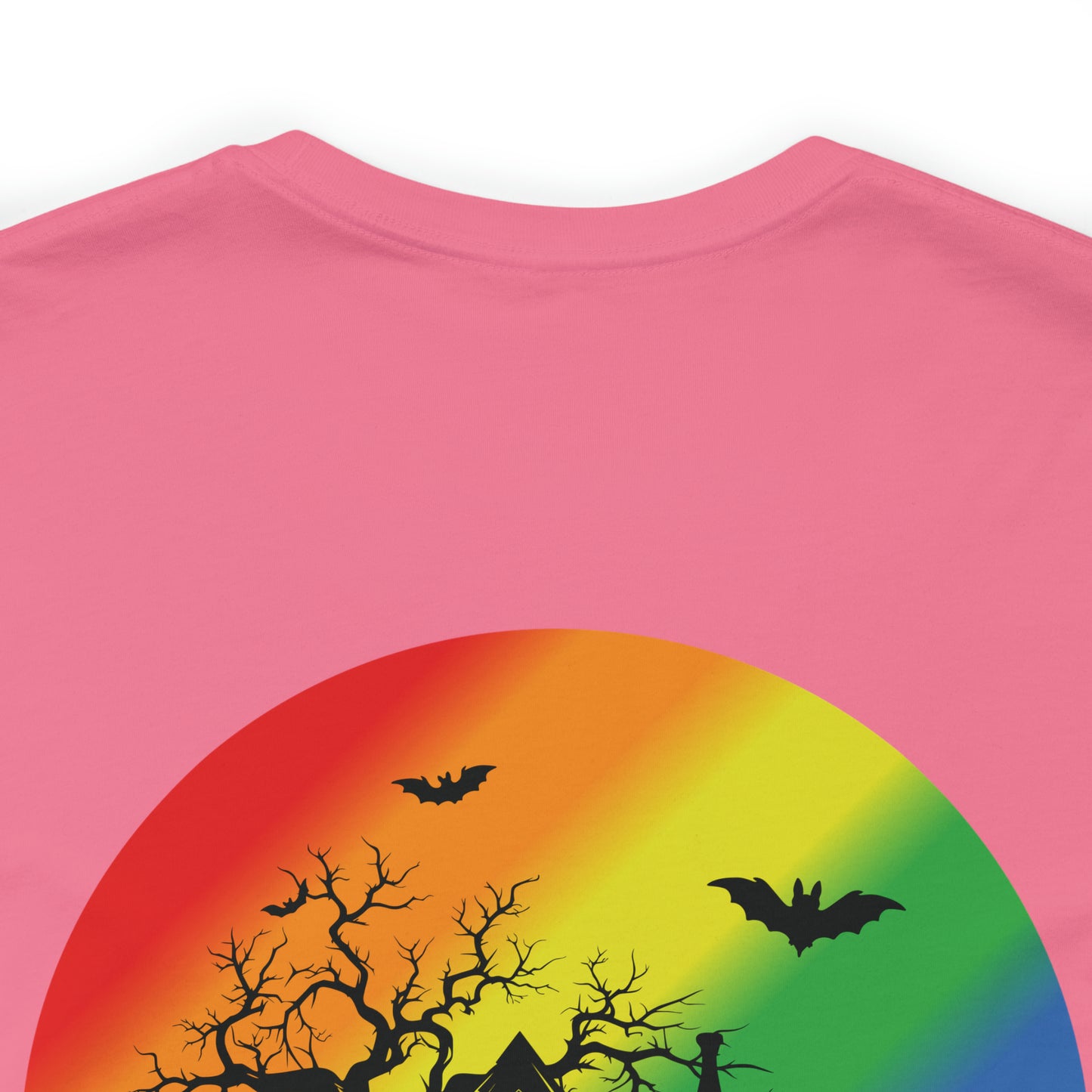 Haunted House w Rainbow Moon - Halloween 🎃Tee - Back Design