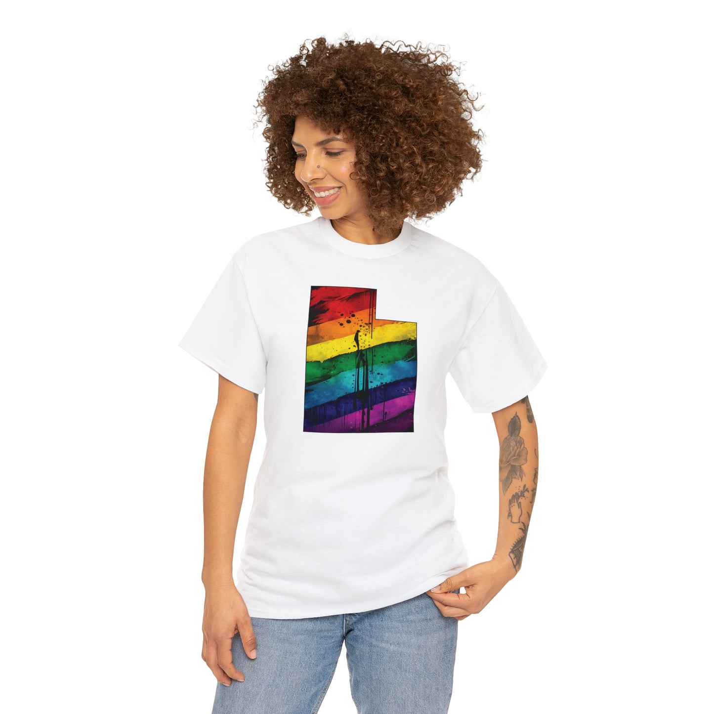 Utah Pride T-Shirt - Painted Rainbow State