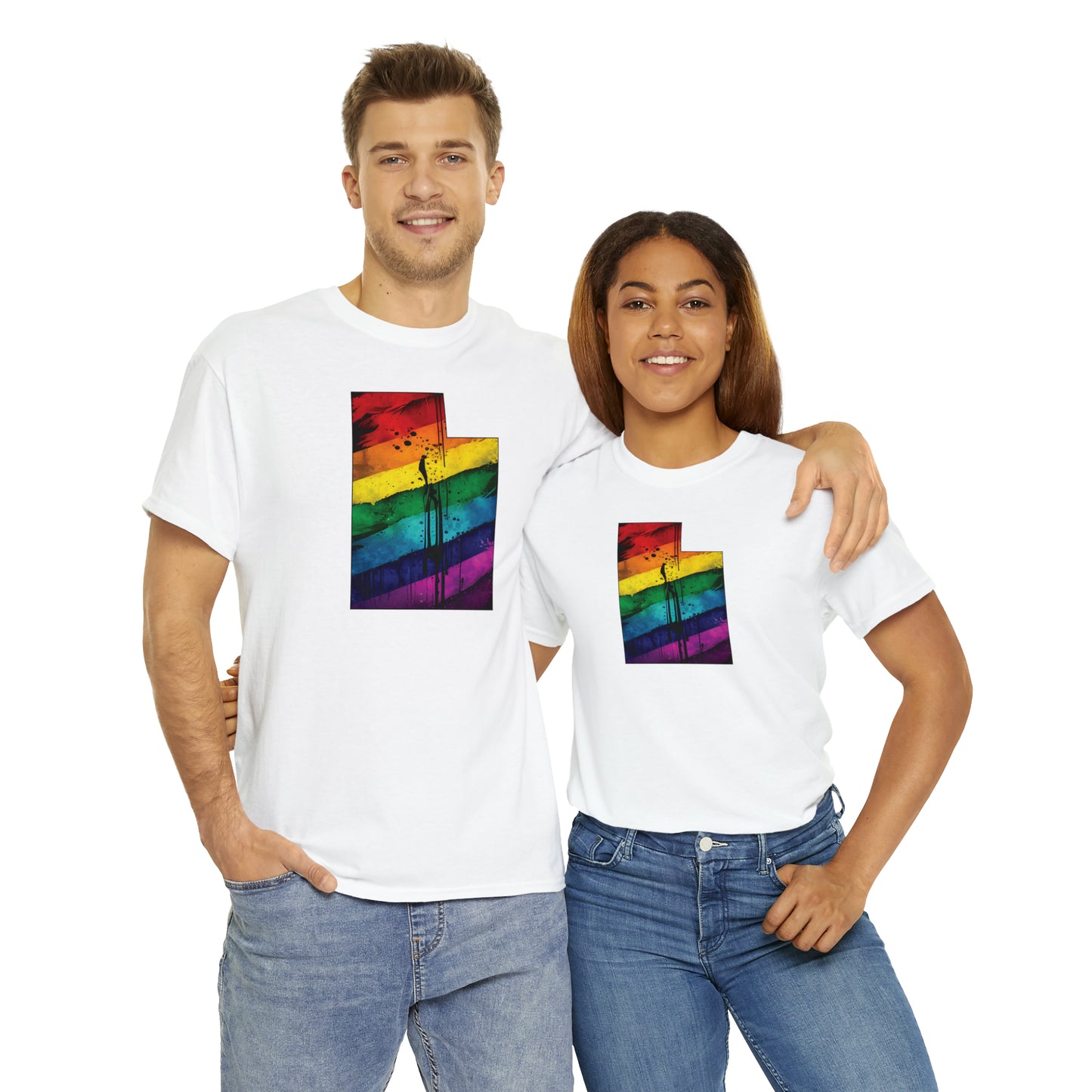 Utah Pride T-Shirt - Painted Rainbow State