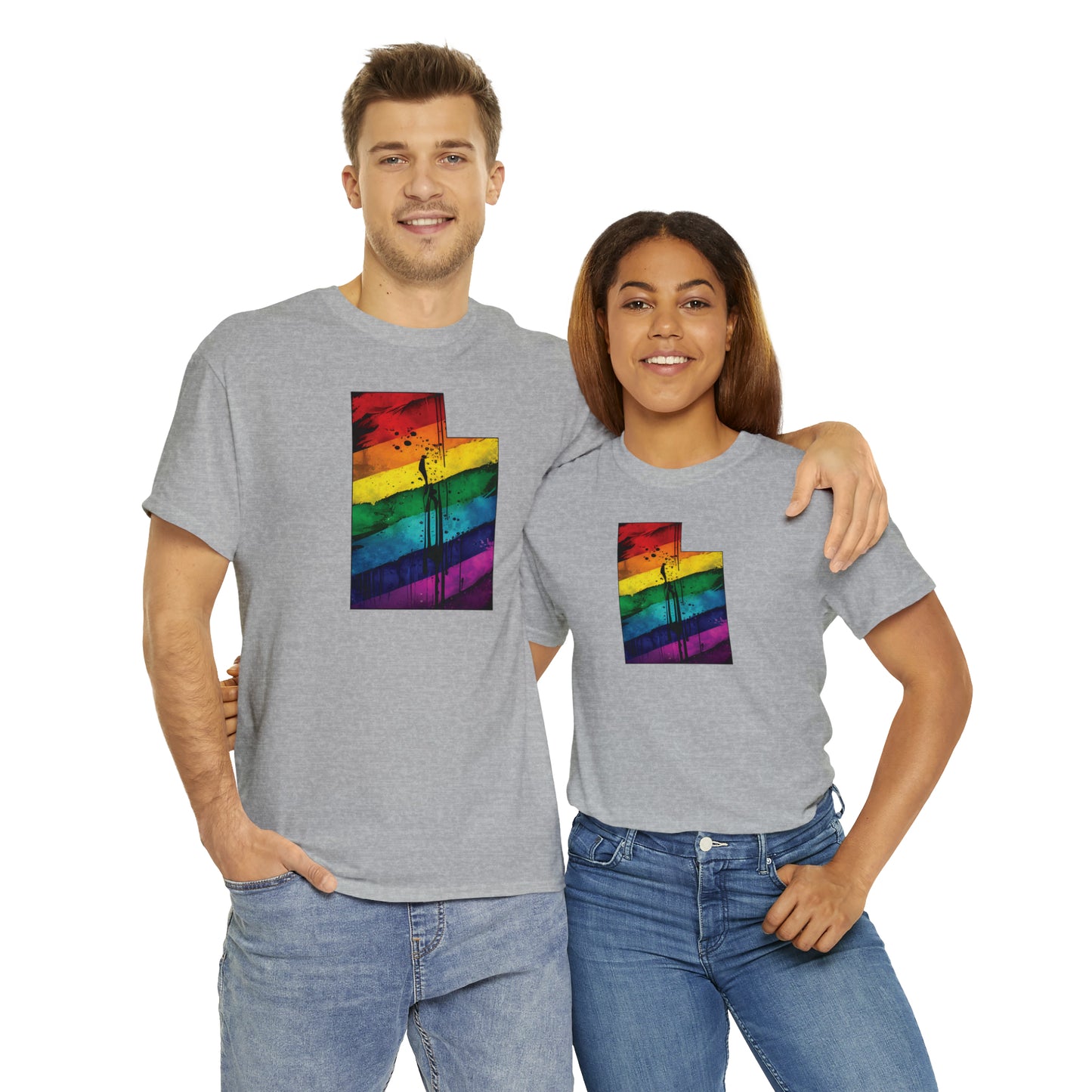 Utah Pride T-Shirt - Painted Rainbow State