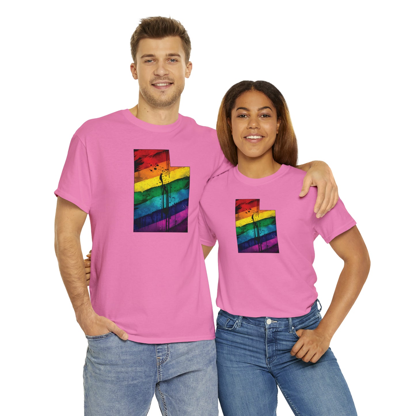 Utah Pride T-Shirt - Painted Rainbow State