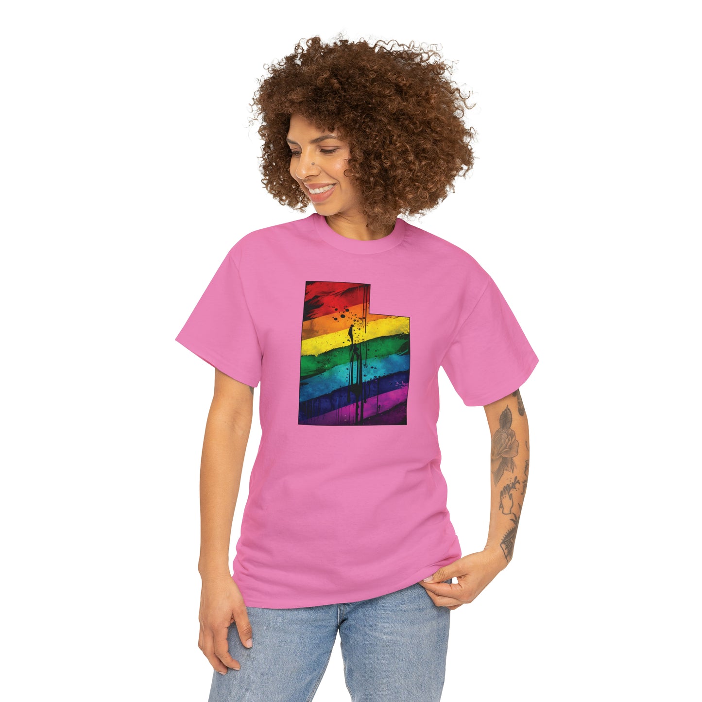 Utah Pride T-Shirt - Painted Rainbow State