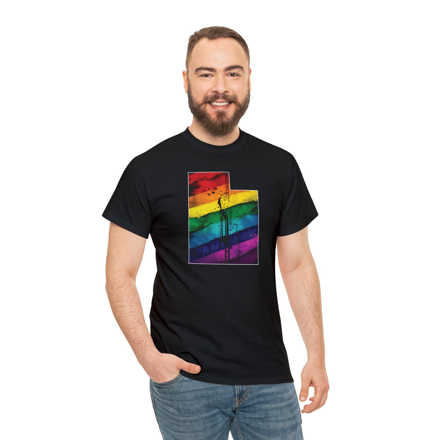 Utah Pride T-Shirt - Painted Rainbow State