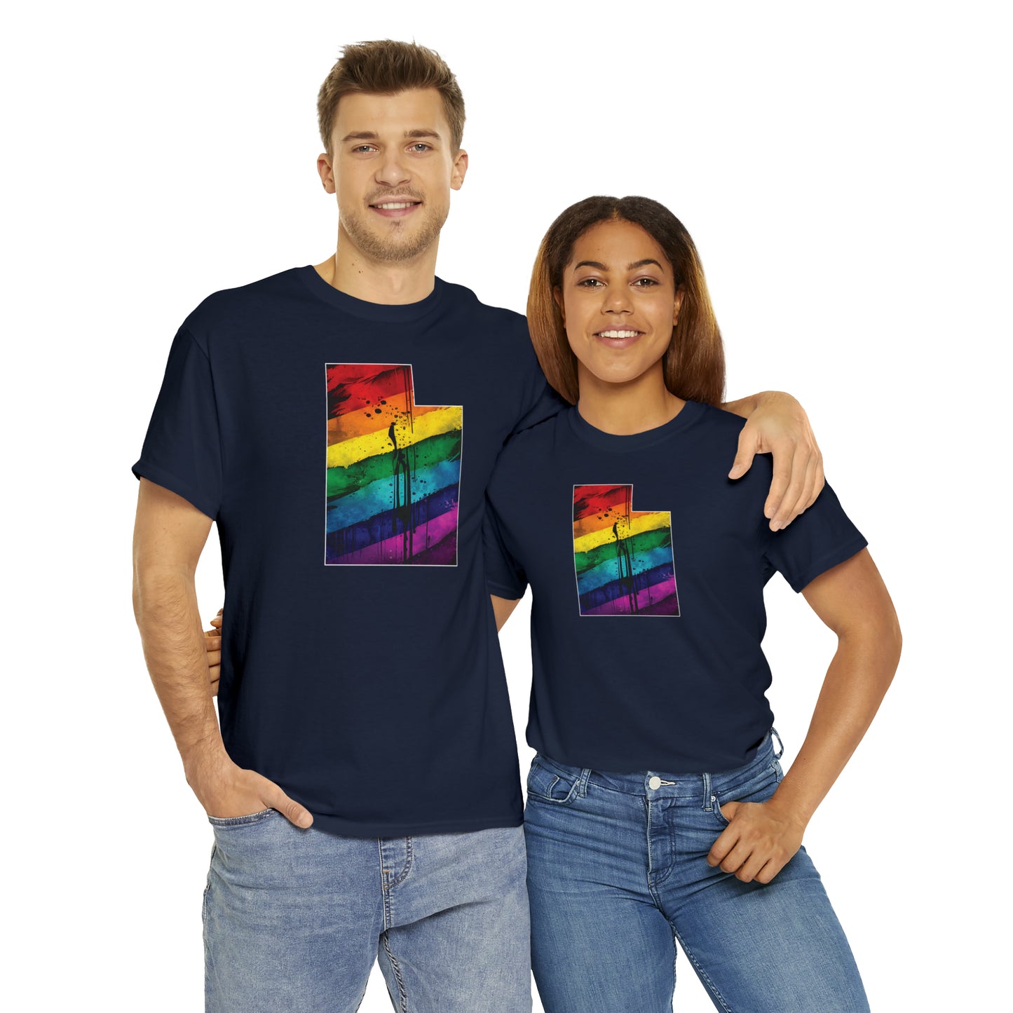 Utah Pride T-Shirt - Painted Rainbow State