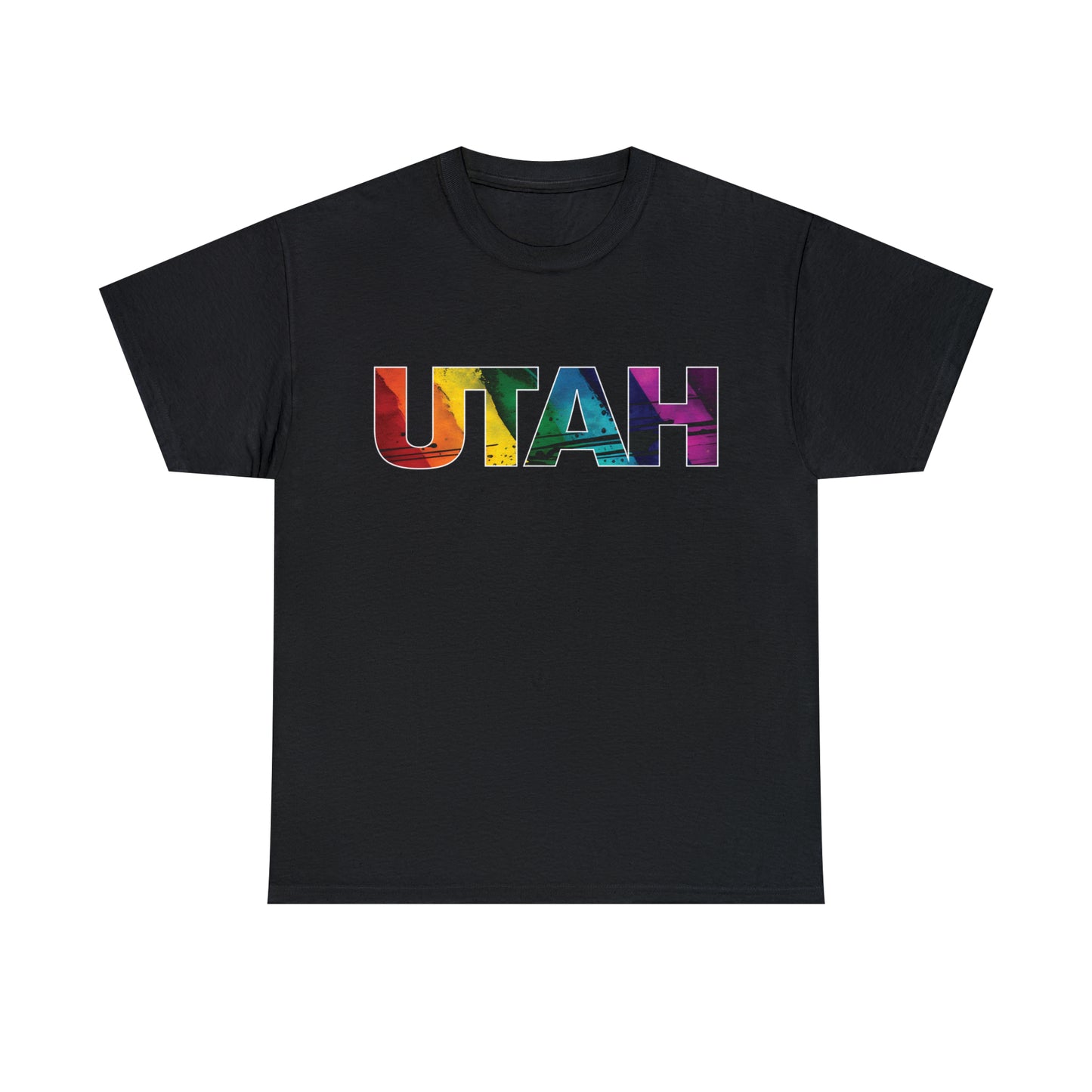 Utah Pride T-Shirt - Diagonal Rainbow Paint