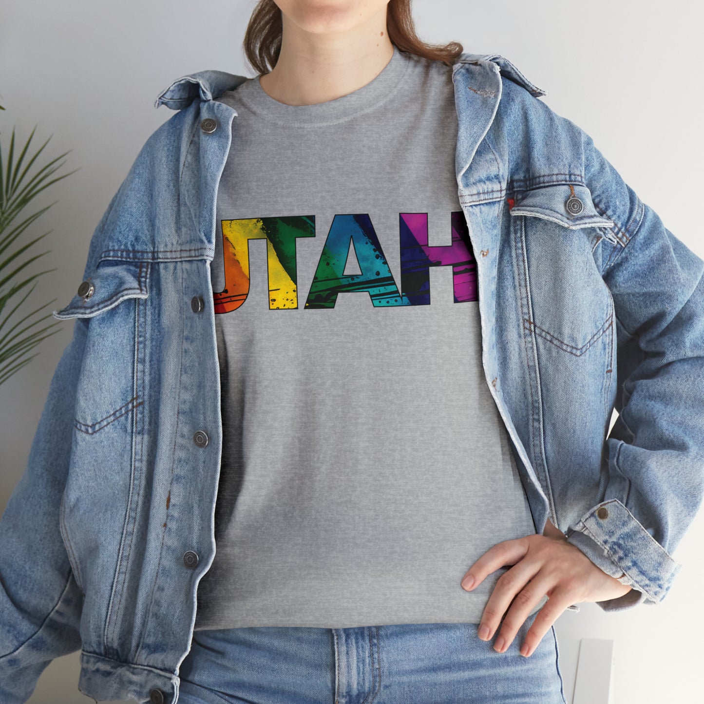 Utah Pride T-Shirt - Diagonal Rainbow Paint