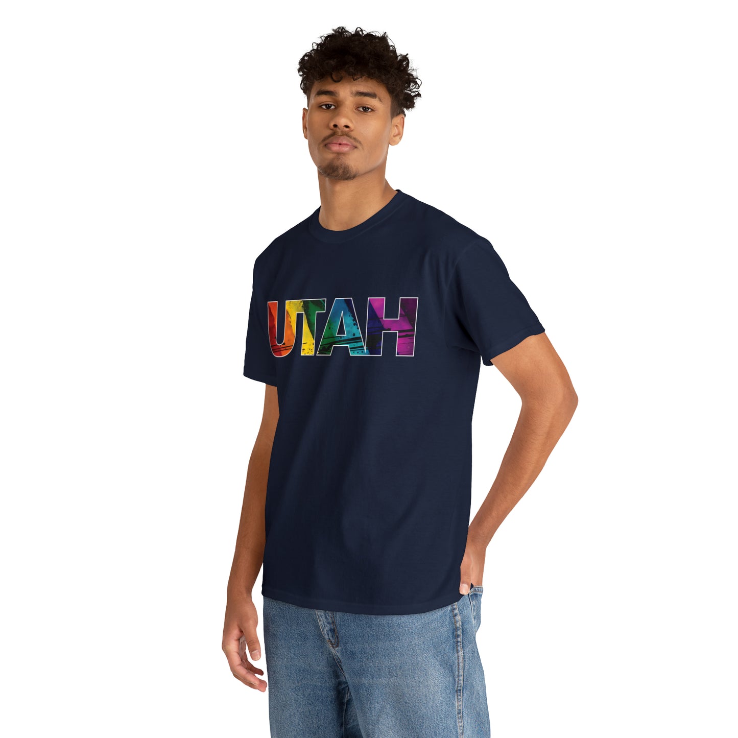 Utah Pride T-Shirt - Diagonal Rainbow Paint