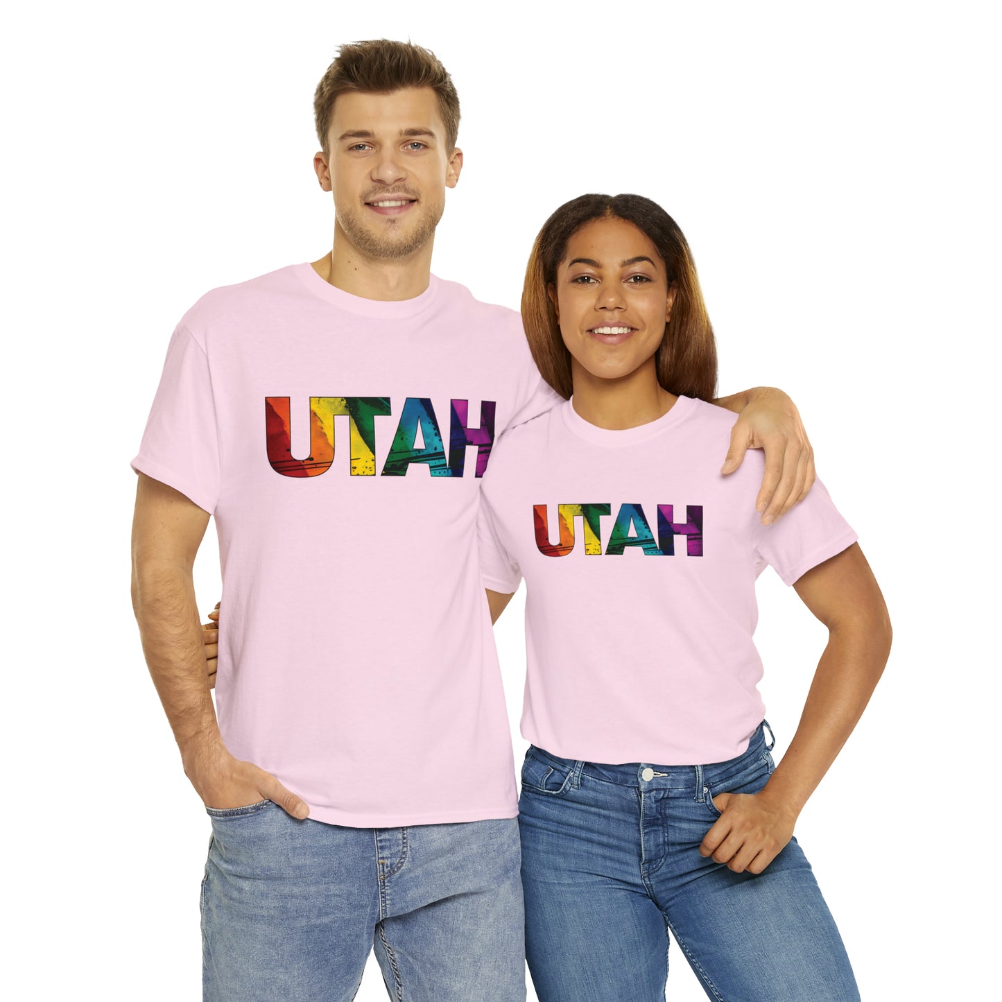 Utah Pride T-Shirt - Diagonal Rainbow Paint