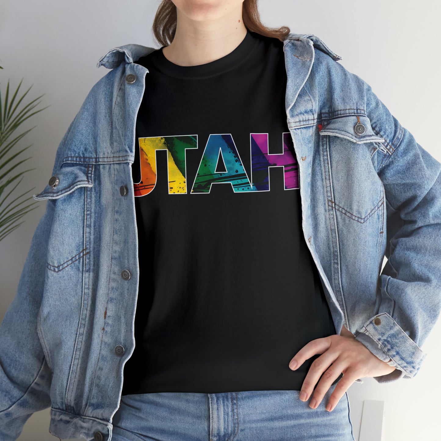 Utah Pride T-Shirt - Diagonal Rainbow Paint