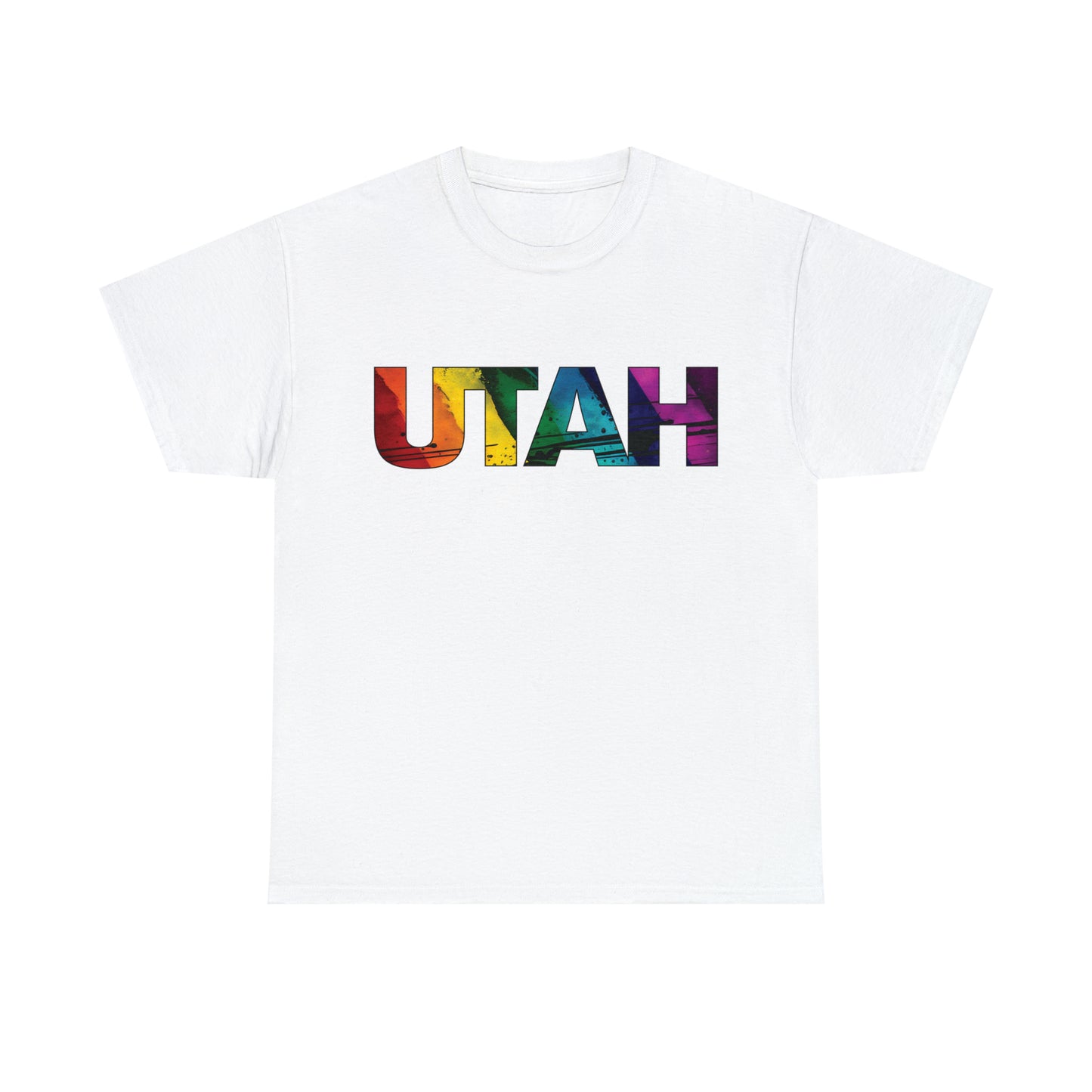 Utah Pride T-Shirt - Diagonal Rainbow Paint