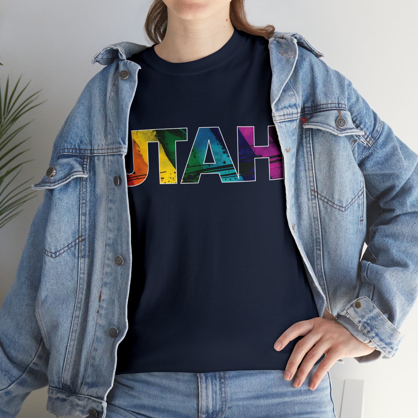 Utah Pride T-Shirt - Diagonal Rainbow Paint