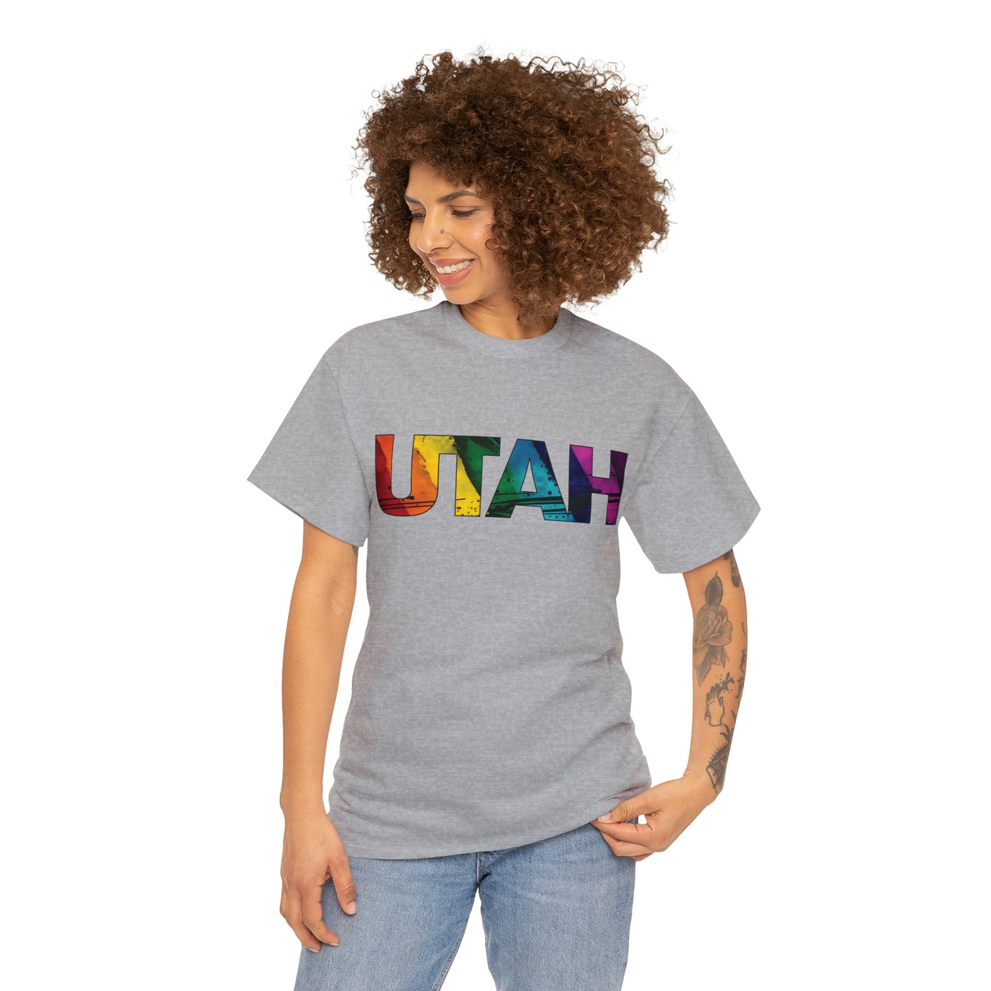 Utah Pride T-Shirt - Diagonal Rainbow Paint