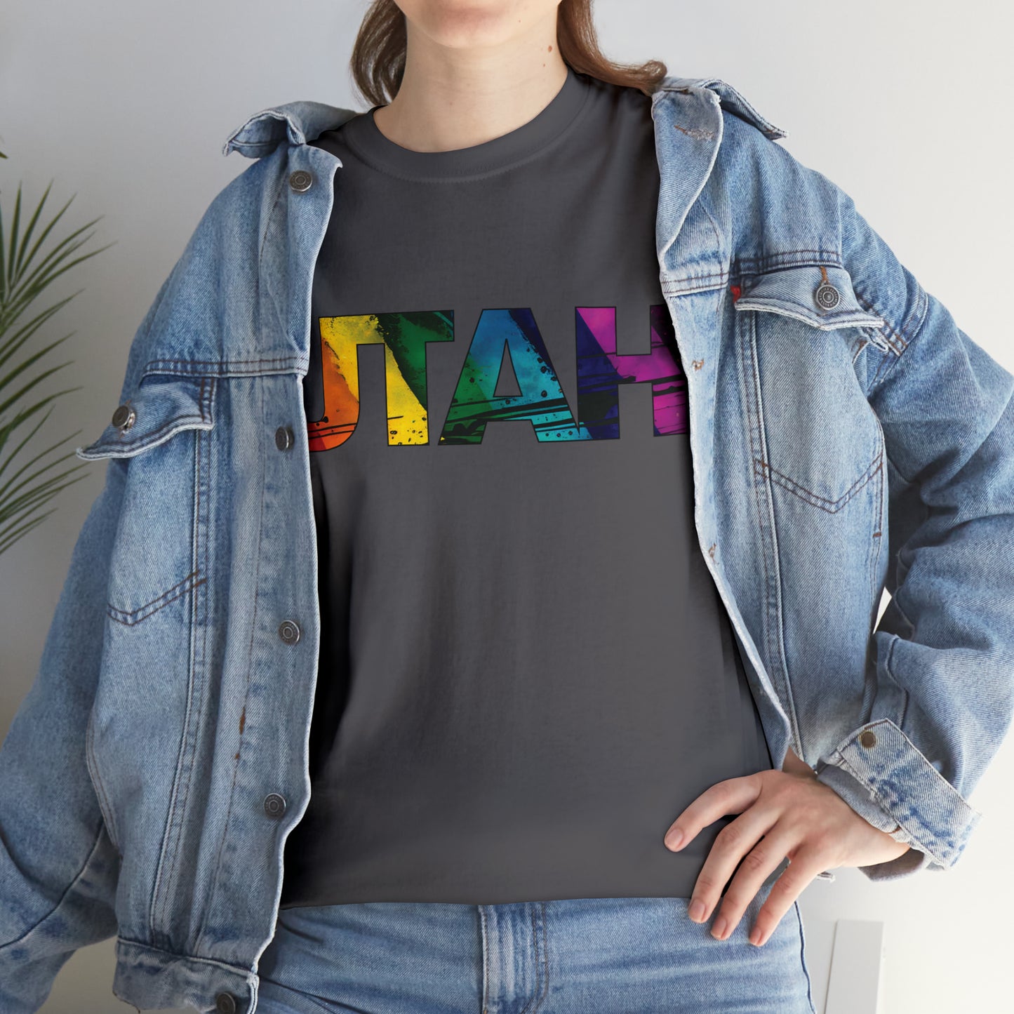 Utah Pride T-Shirt - Diagonal Rainbow Paint