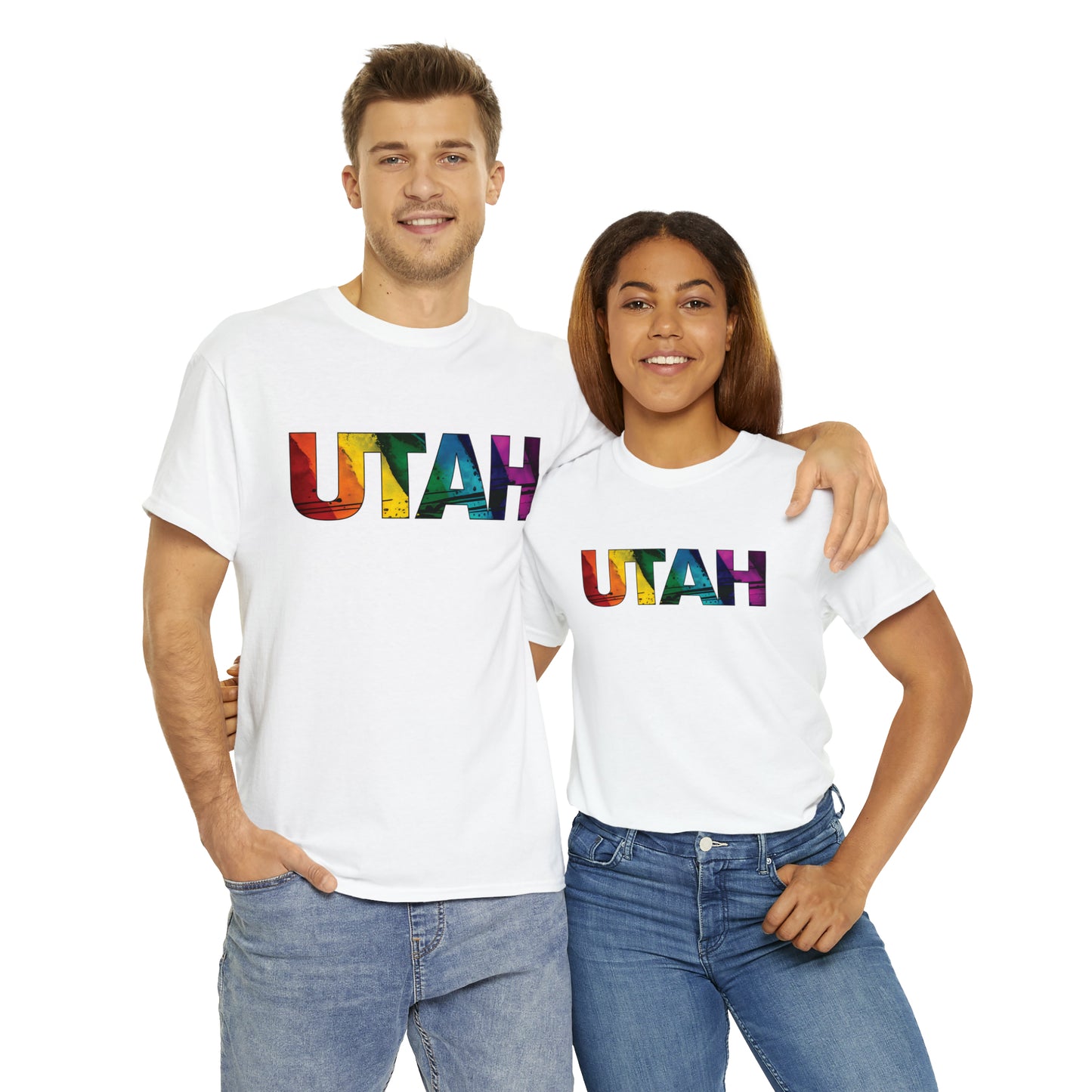 Utah Pride T-Shirt - Diagonal Rainbow Paint