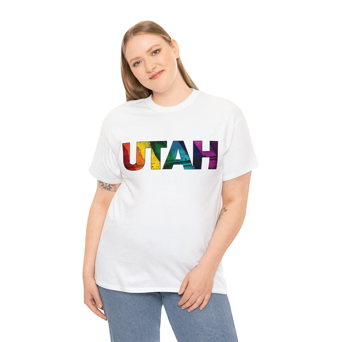 Utah Pride T-Shirt - Diagonal Rainbow Paint