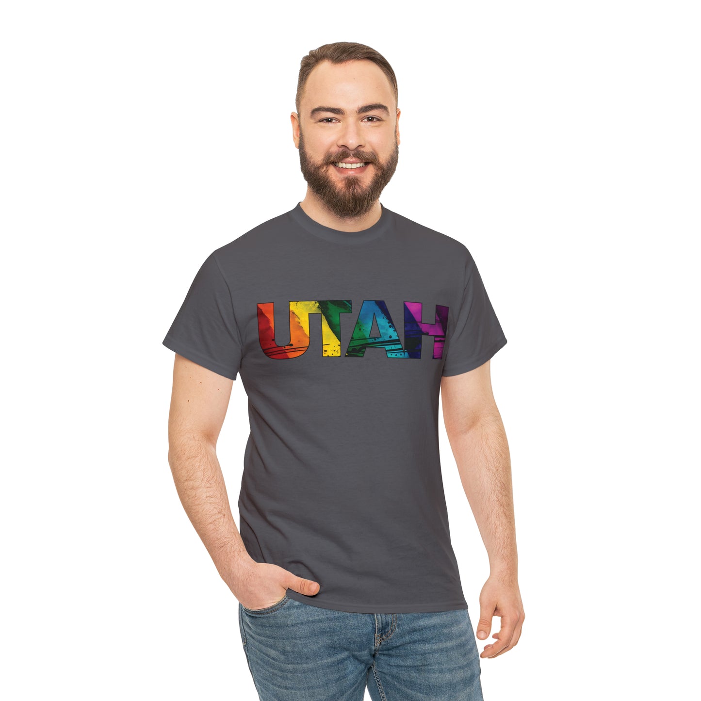 Utah Pride T-Shirt - Diagonal Rainbow Paint