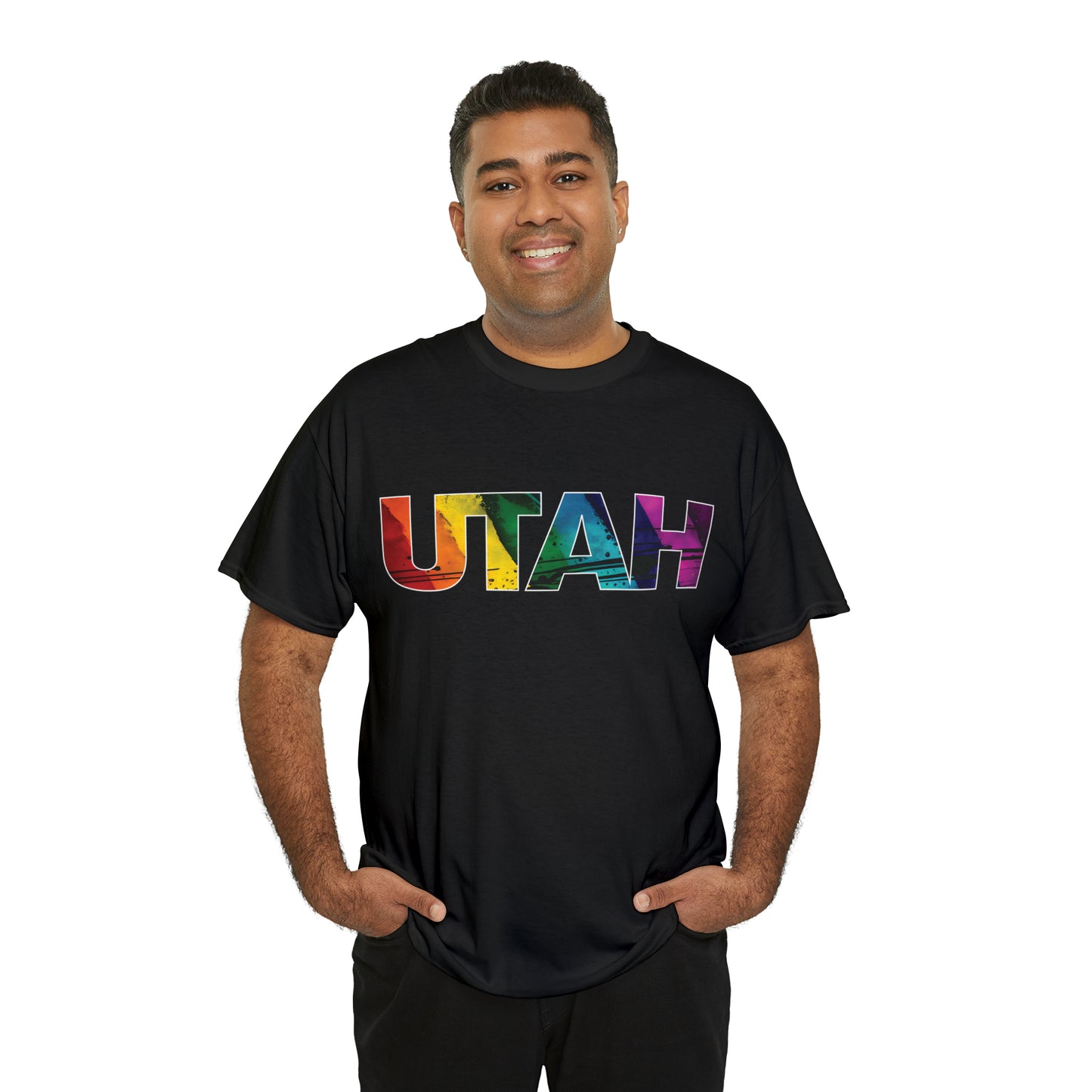 Utah Pride T-Shirt - Diagonal Rainbow Paint