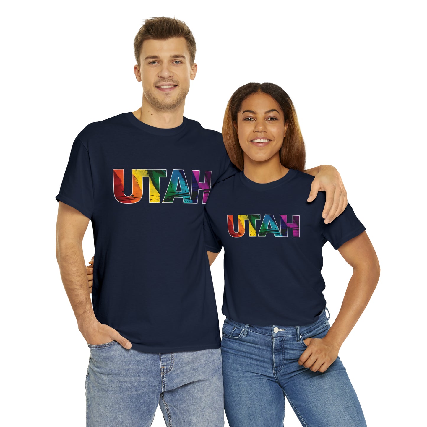 Utah Pride T-Shirt - Diagonal Rainbow Paint