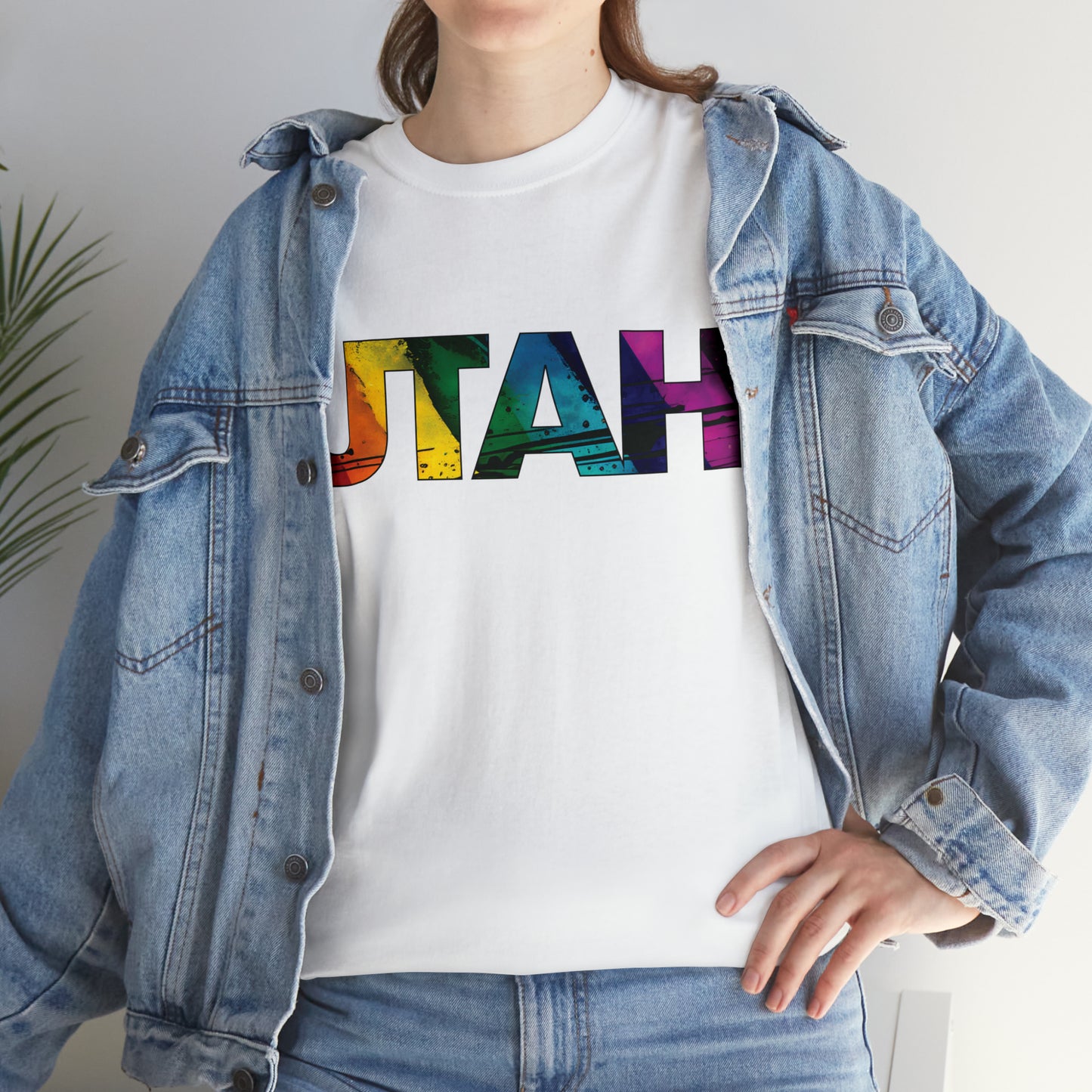 Utah Pride T-Shirt - Diagonal Rainbow Paint