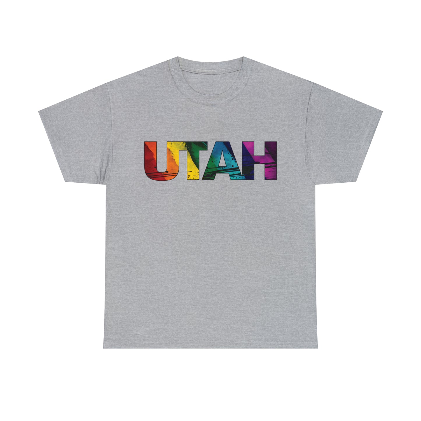 Utah Pride T-Shirt - Diagonal Rainbow Paint