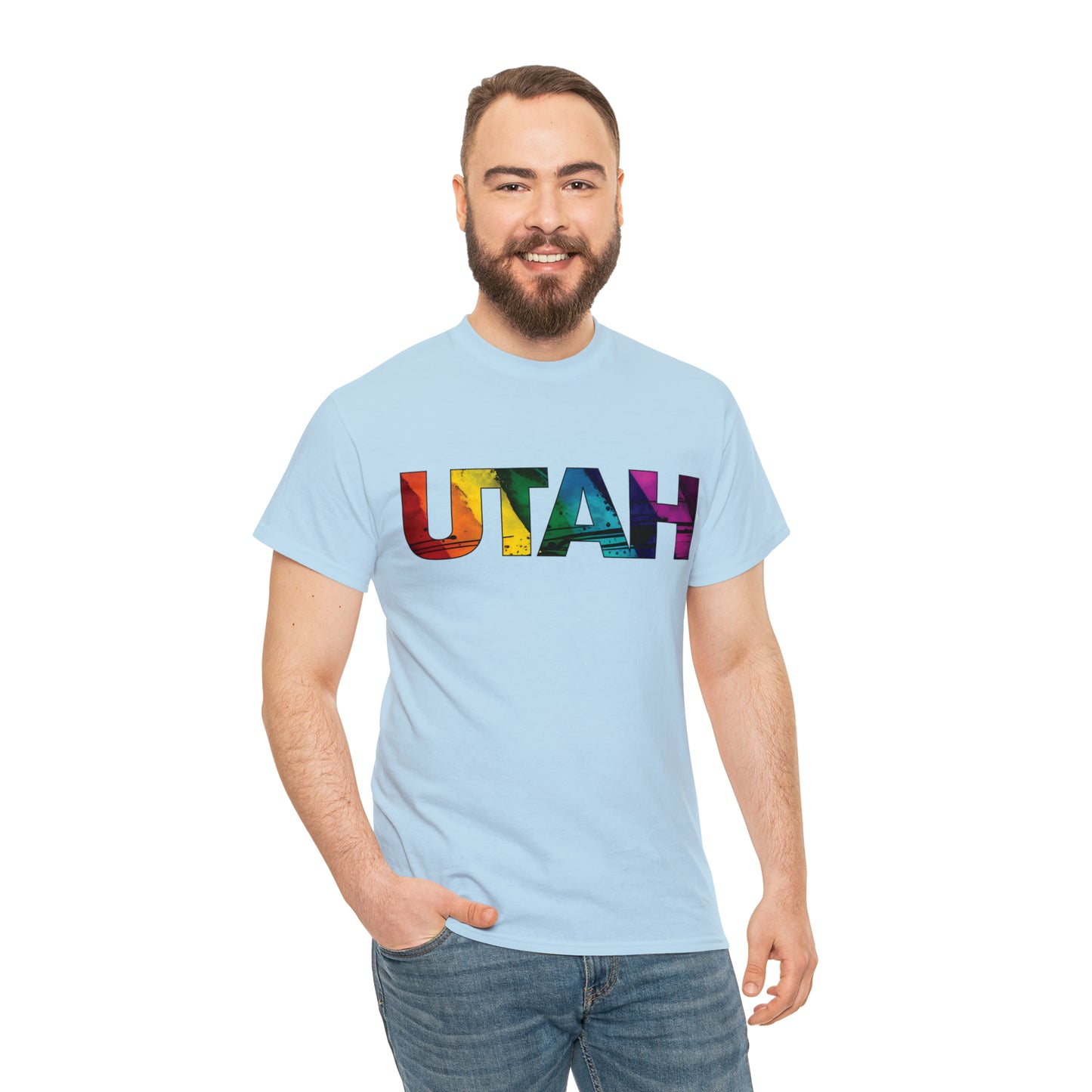 Utah Pride T-Shirt - Diagonal Rainbow Paint