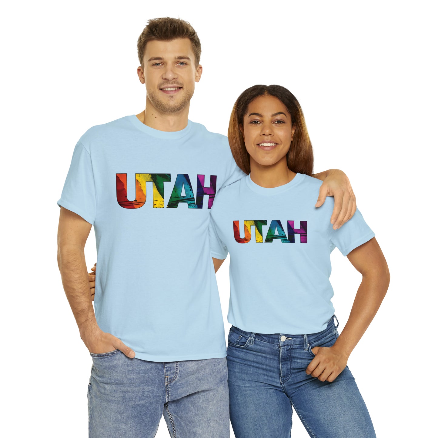 Utah Pride T-Shirt - Diagonal Rainbow Paint